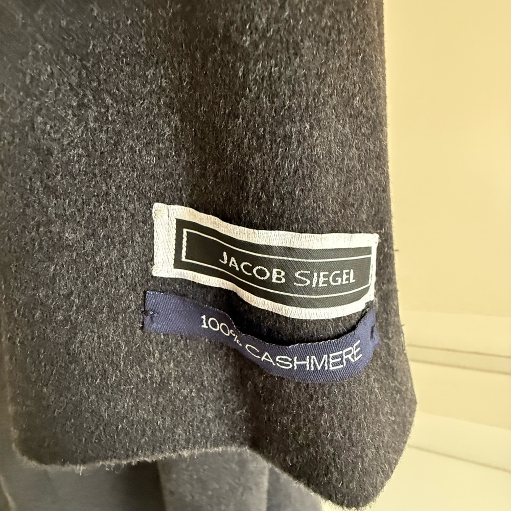 Men’s 46R 100% Cashmere Jacob Siegel Charcoal Overcoat